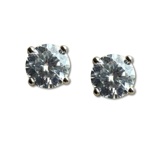 Aretes studs de moissanitas redondas 1.5ctw en plata