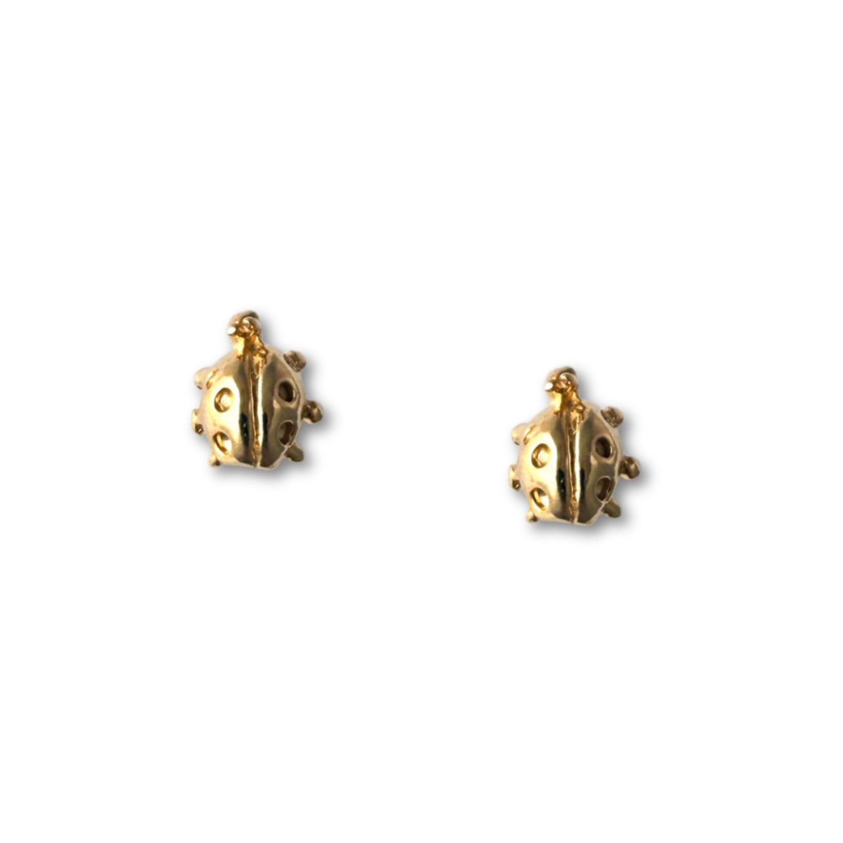 Aretes de mariquitas en plata con baño de oro