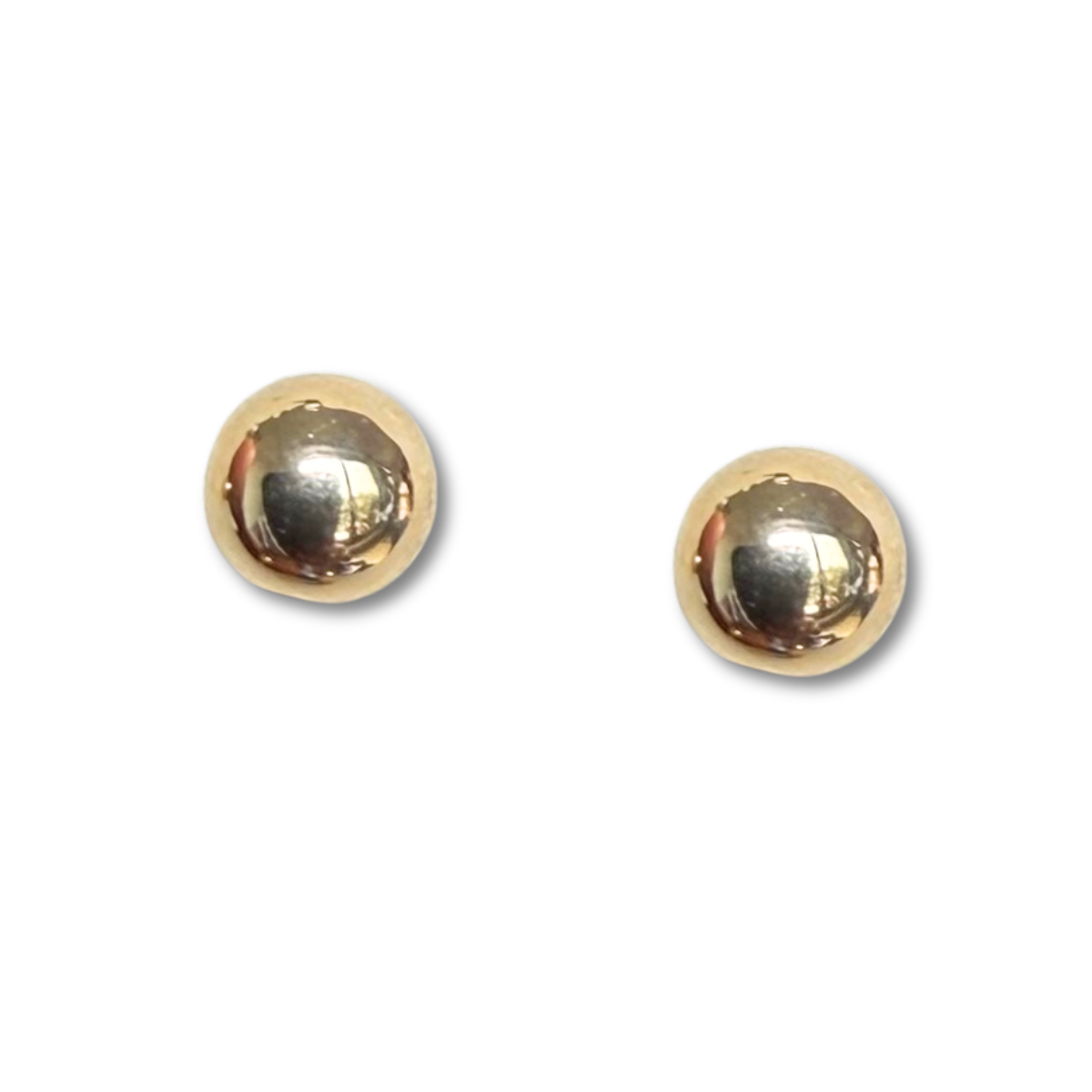 Aretes bolita de 4mm en oro amarillo 14k con tope rosca