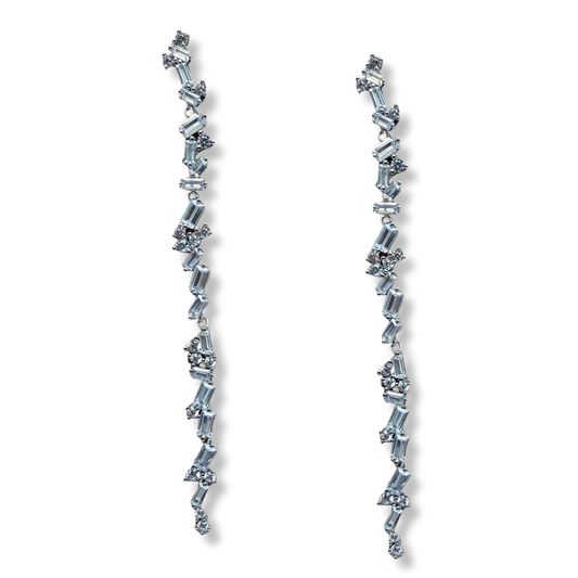 Aretes de plata con baño platino Natasha baguettes