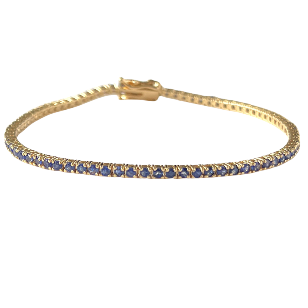 Pulsera tenis en oro amarillo de 14k con zafiros de 2.70 ctw