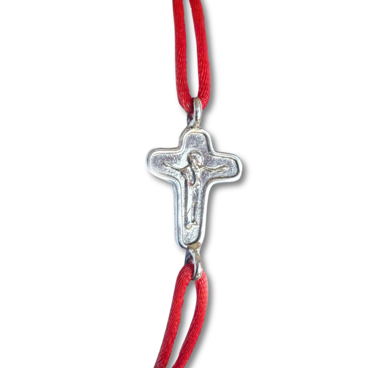 Pulsera cordón con cruz de la unidad en plata