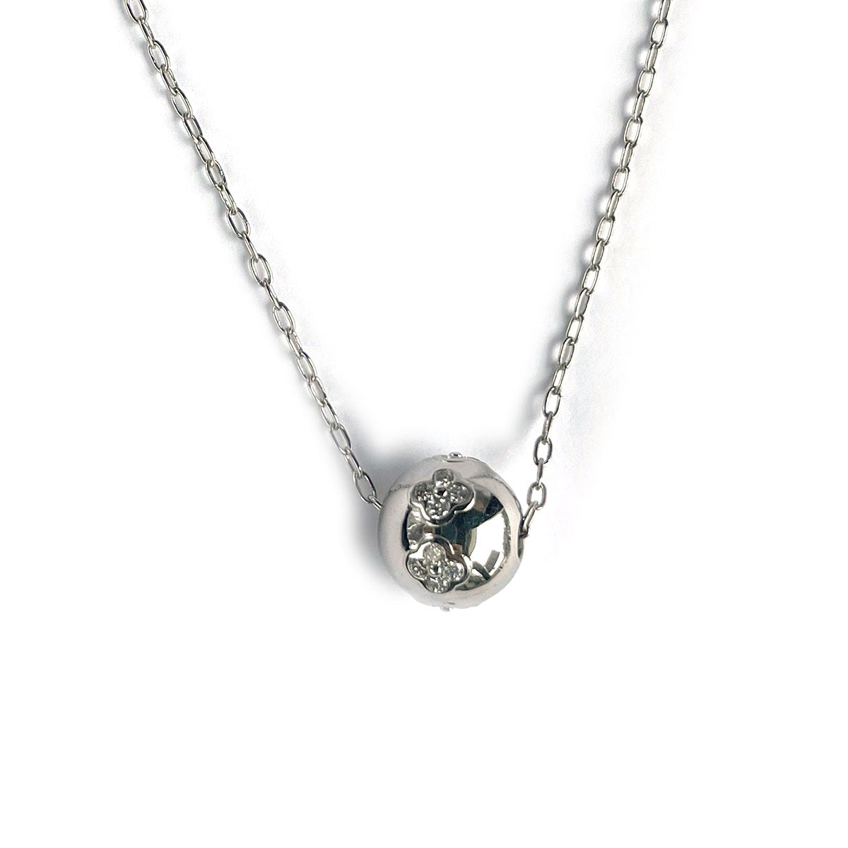 Cadena de plata con bolita con diamantes de laboratorio 1ctw