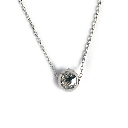 Cadena de plata con bolita con diamantes de laboratorio 1ctw