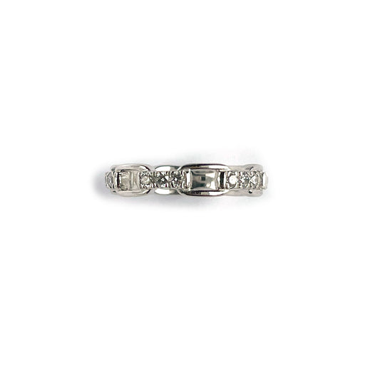 Anillo de plata en forma de eslabones con diamantes de laboratorio 0.54ct