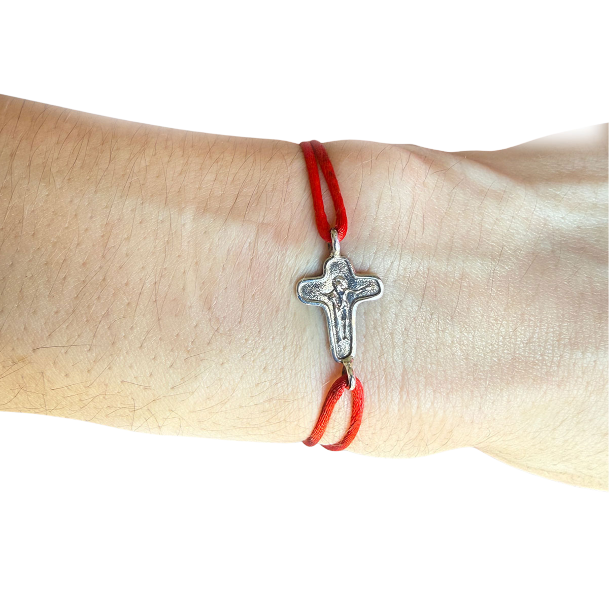 Pulsera cordón con cruz de la unidad en plata
