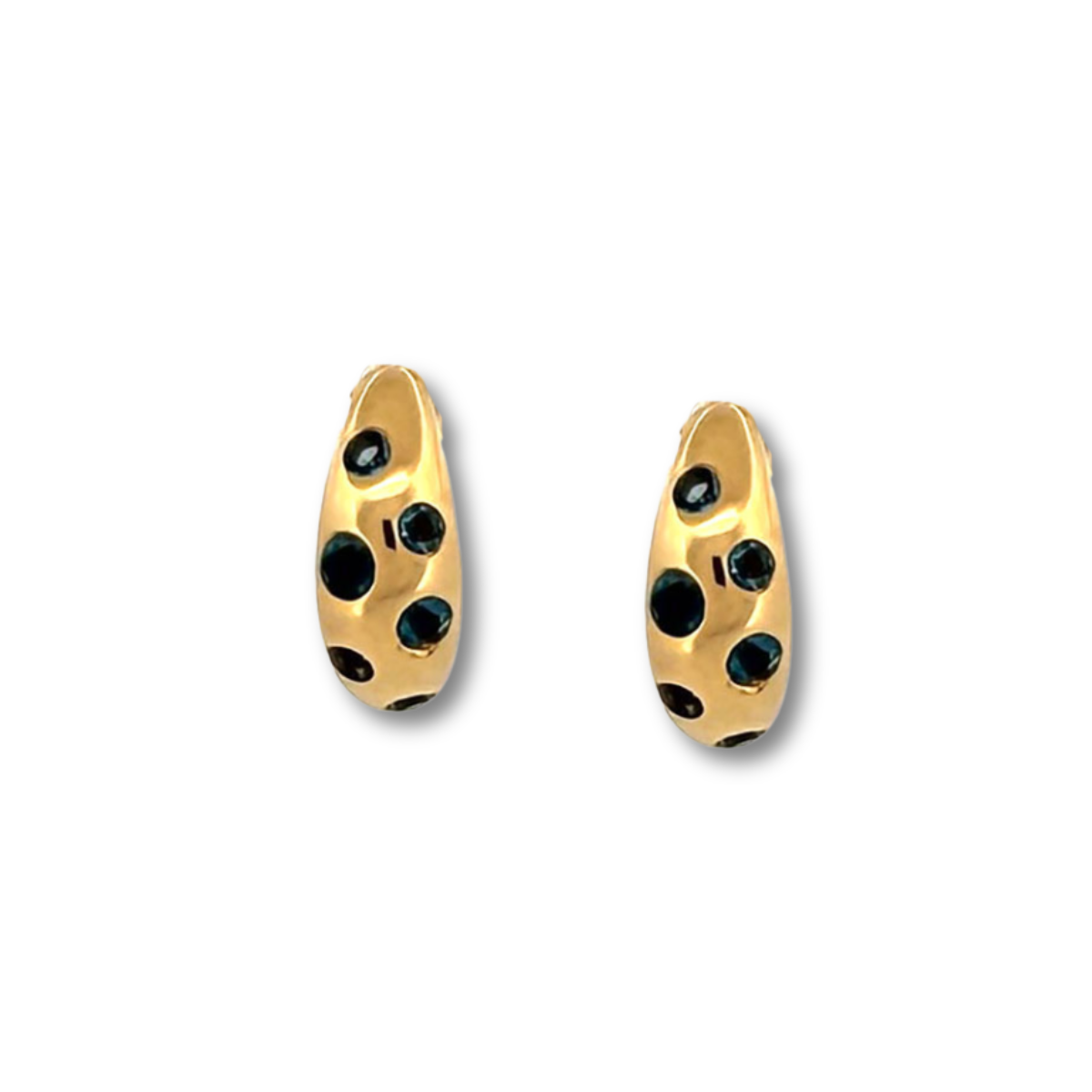 Aretes en plata con baño de oro y topacio london blue incrustados