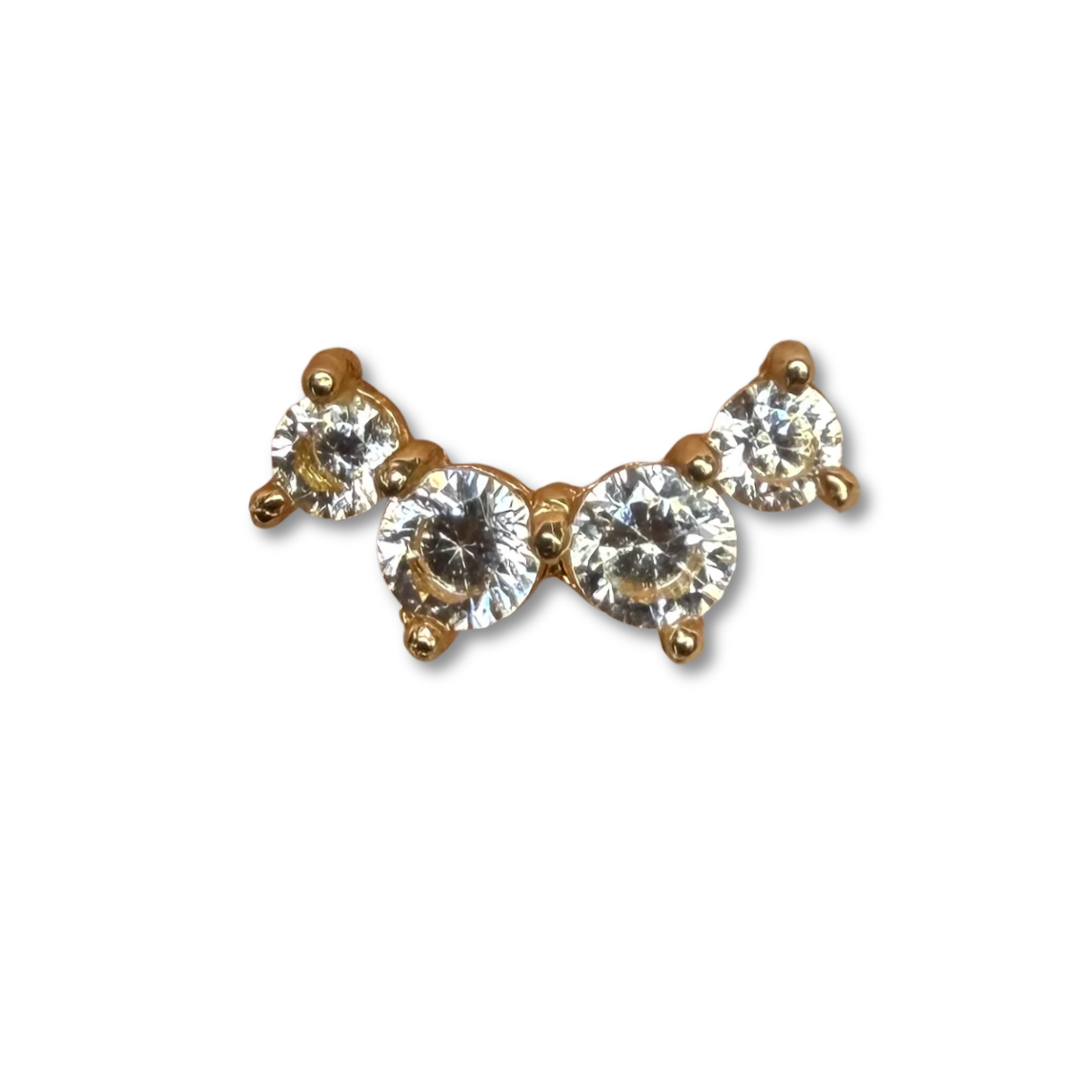 Arete cuatro circones redondos en oro amarillo 14k