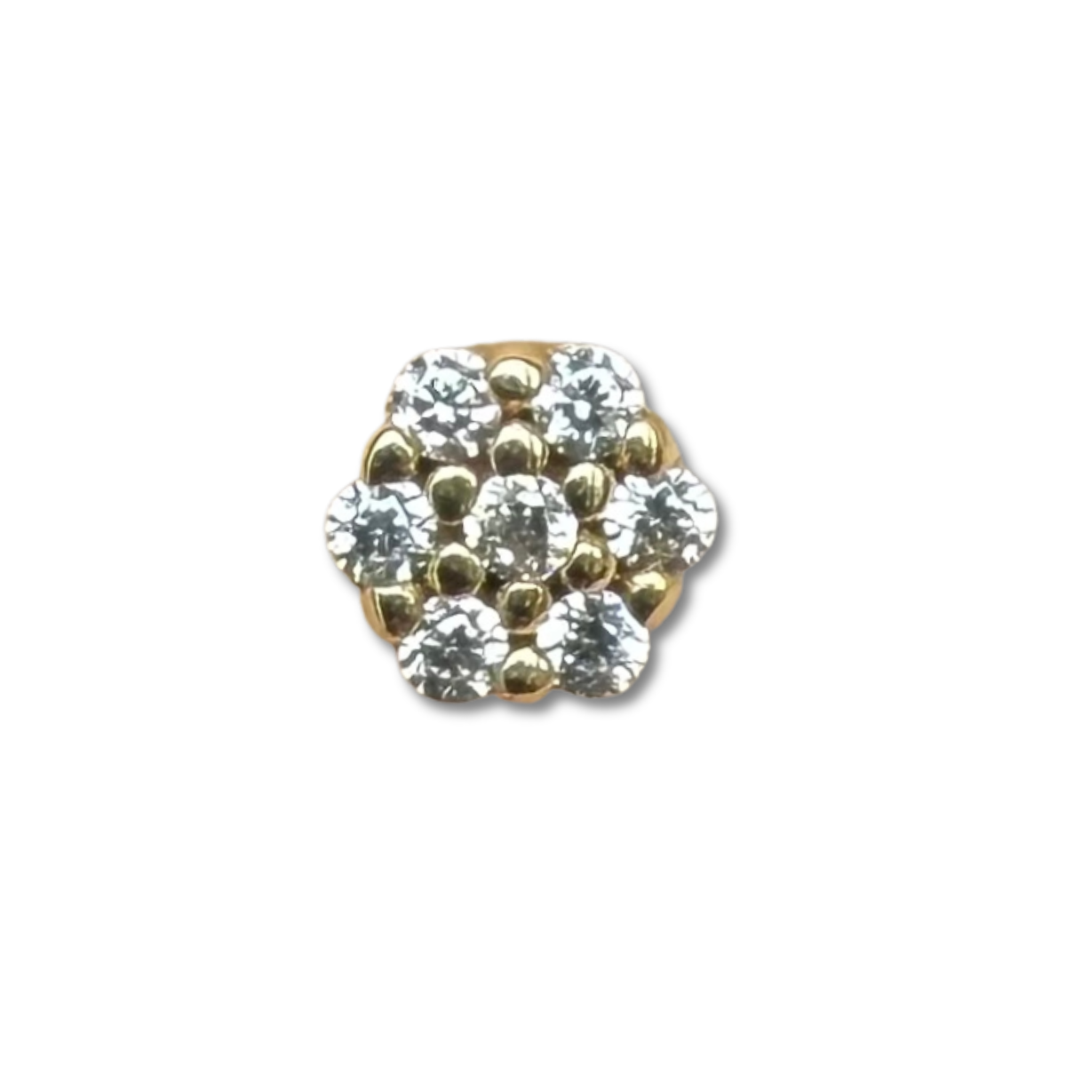 Piercing en oro amarillo 14K con florcita de circoniitas
