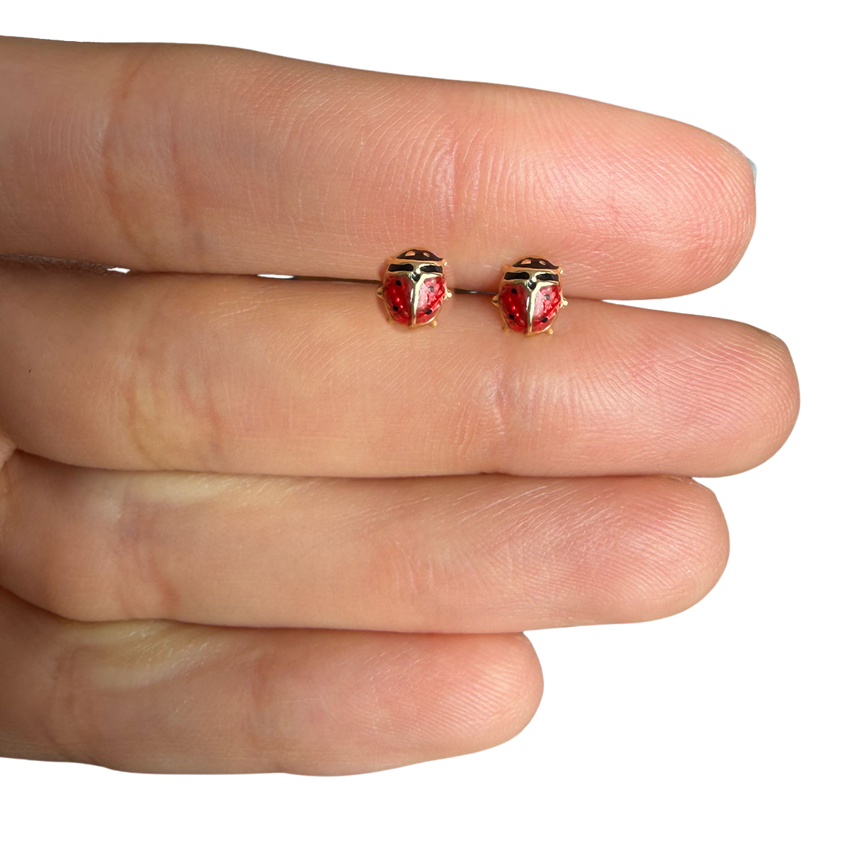 Aretes mariquitas en oro amarillo 18K con tope rosca