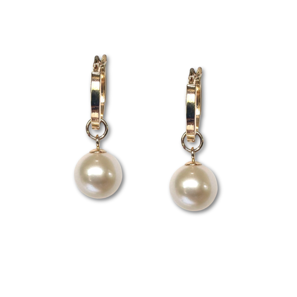 Argollas en oro amarillo 14K con colgante de perla removible