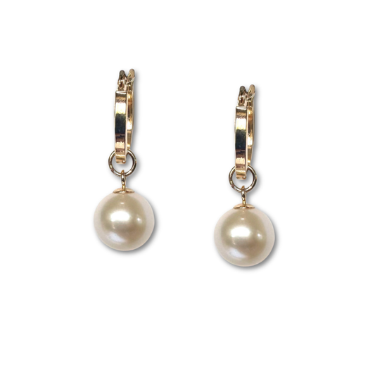 Argollas en oro amarillo 14K con colgante de perla removible