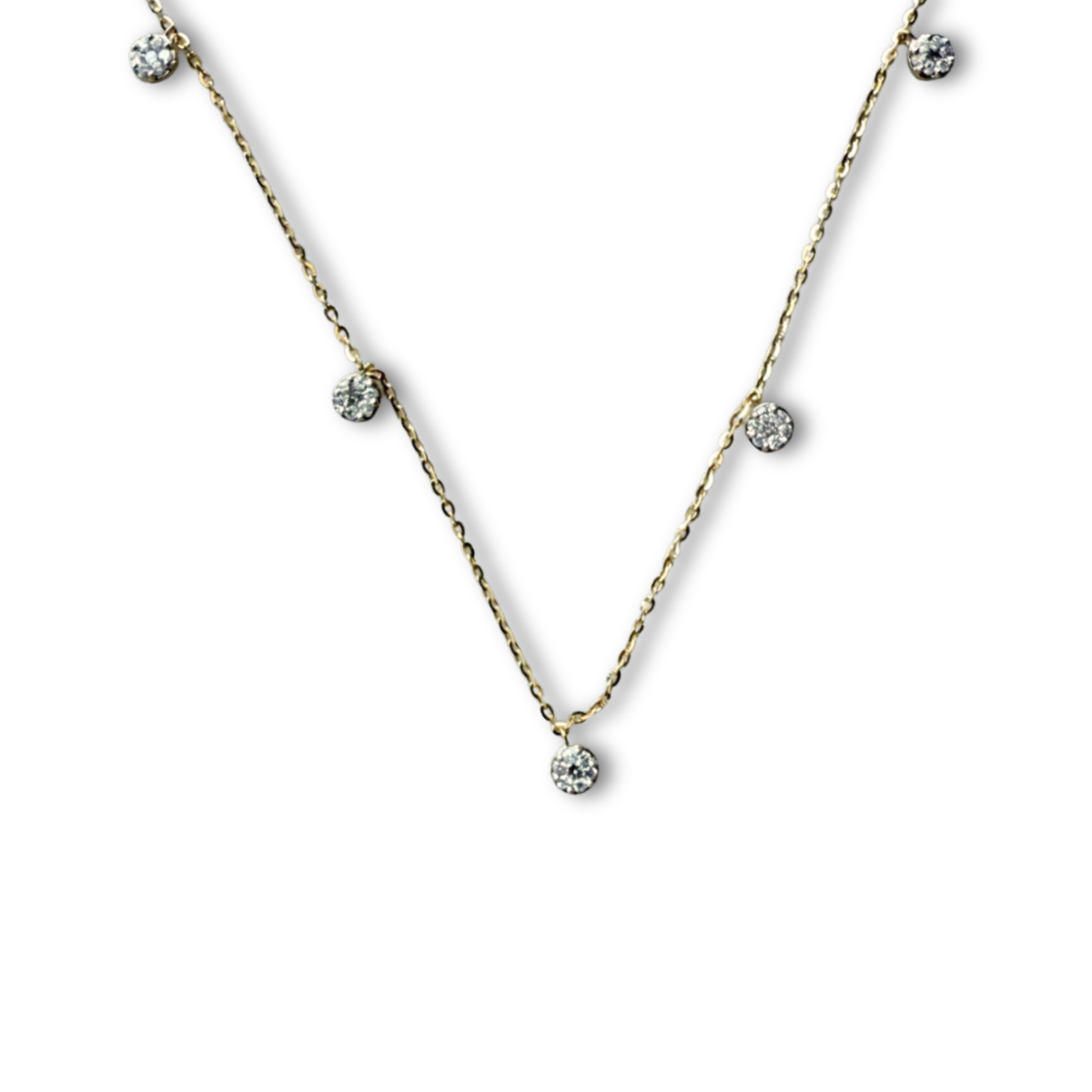 Collar en oro amarillo 14K con colgantes de diamantes 0.25ctw