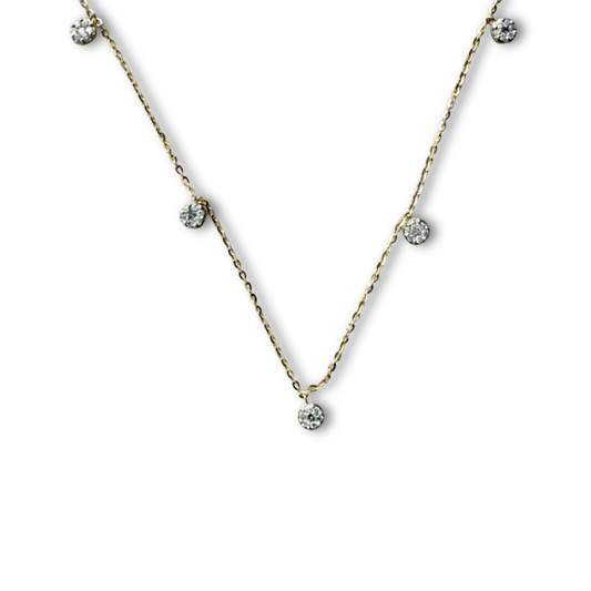 Collar en oro amarillo 14K con colgantes de diamantes 0.25ctw