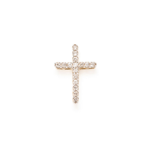 Cruz de oro amarillo 14k con diamantes 0.11ctw