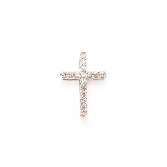 Cruz de oro blanco 14k con diamantes 0.11ctw