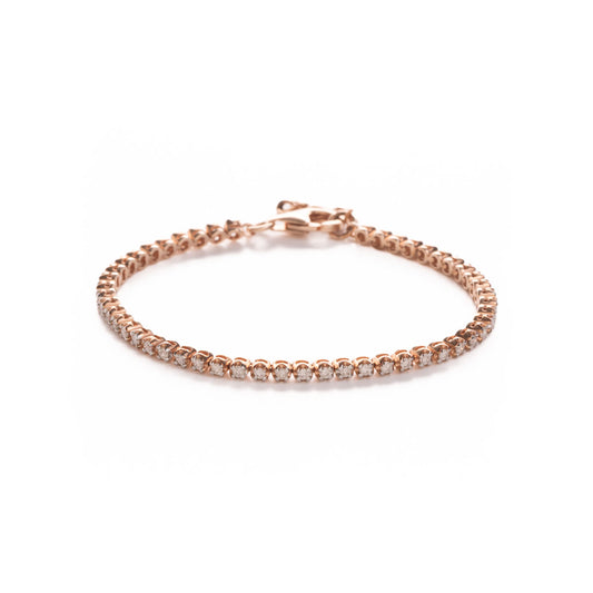 Pulsera tenis de plata con baño de oro rosa y diamantes 1ctw