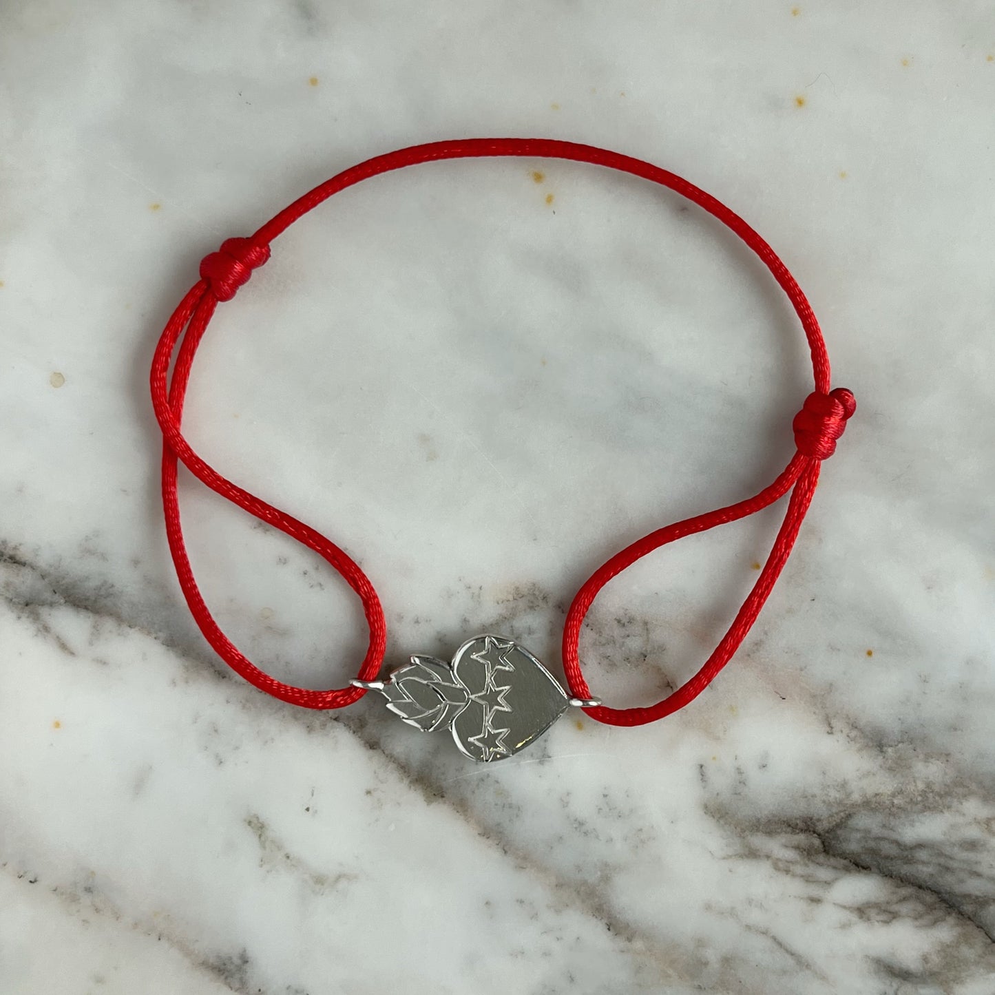 Pulsera Detente dije de Sagrado Corazón de Jesús en plata