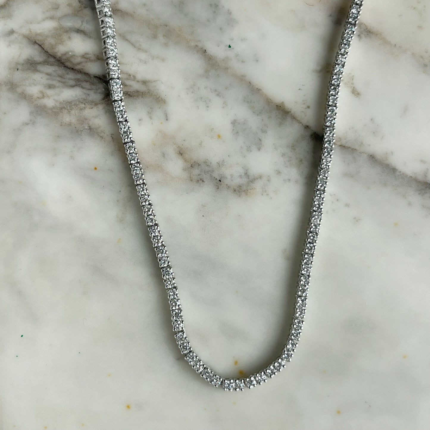 Collar tenis de plata con diamantes de laboratorio 6.35ctw