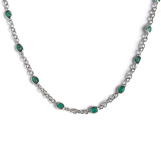 Collar de plata con esmeraldas ovaladas biseladas