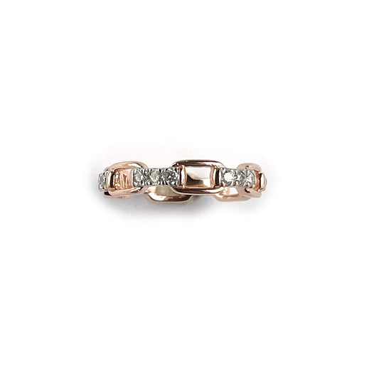 Anillo de plata con baño de oro rosa en forma de eslabones con diamantes de laboratorio 0.54ct