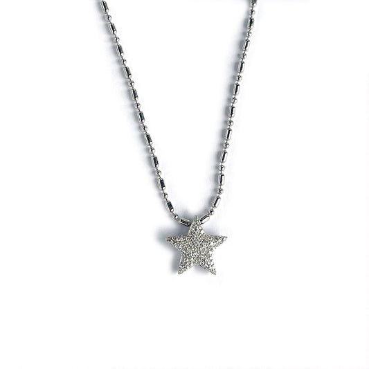 Collar en plata con dije de estrella con diamantes 0.25ctw