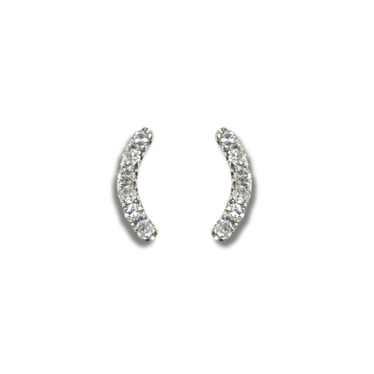 Aretes curva de diamantes en oro blanco 14k 0.05ctw