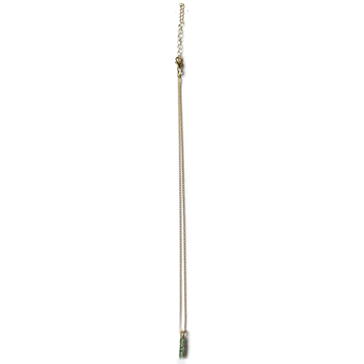 Collar de plata con baño de oro amarillo y esmeraldas redondas en fila