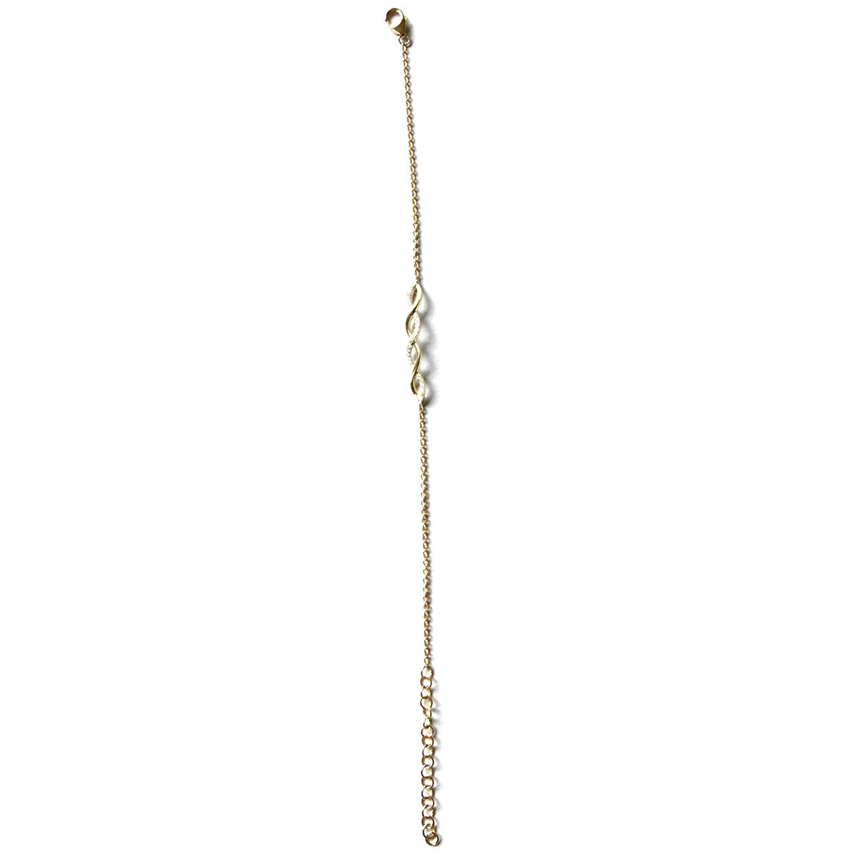 Pulsera en oro amarillo 10k con dije central de curvas con diamantes 0.09ctw