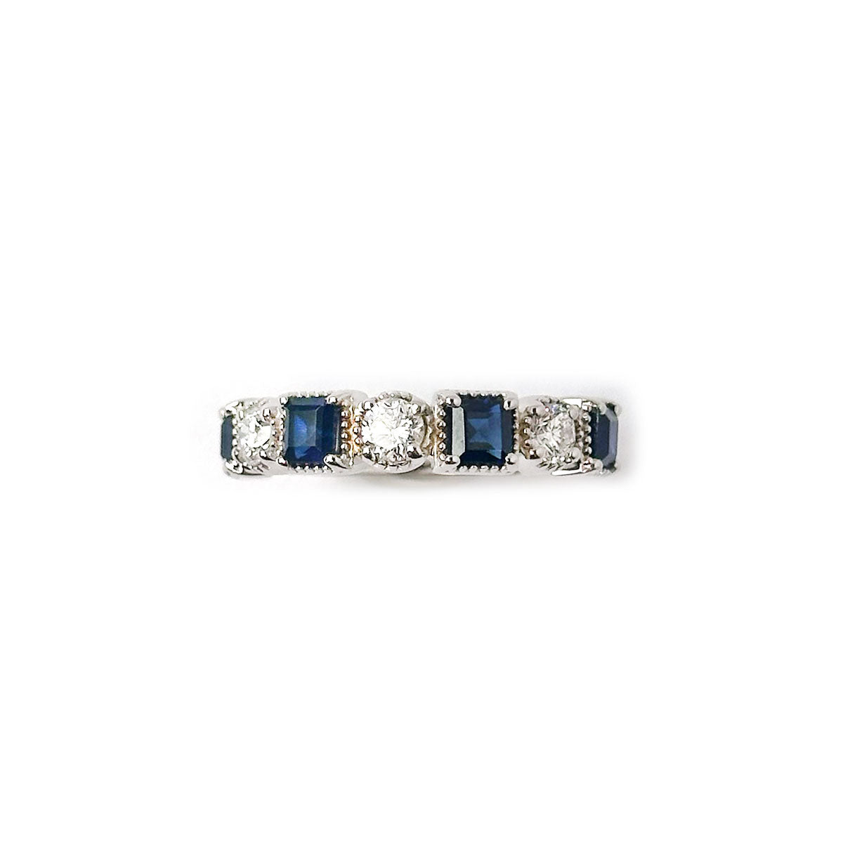 Anillo de plata con zafiros y diamantes de laboratorio 1.65ctw