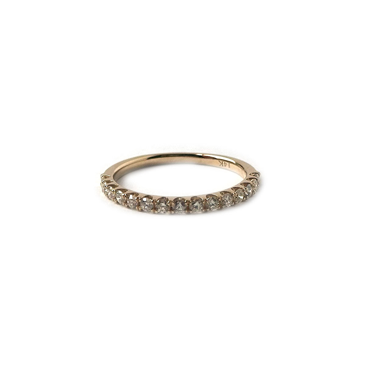 Anillo medio cintillo en oro amarillo 14k de diamantes 0.45ctw