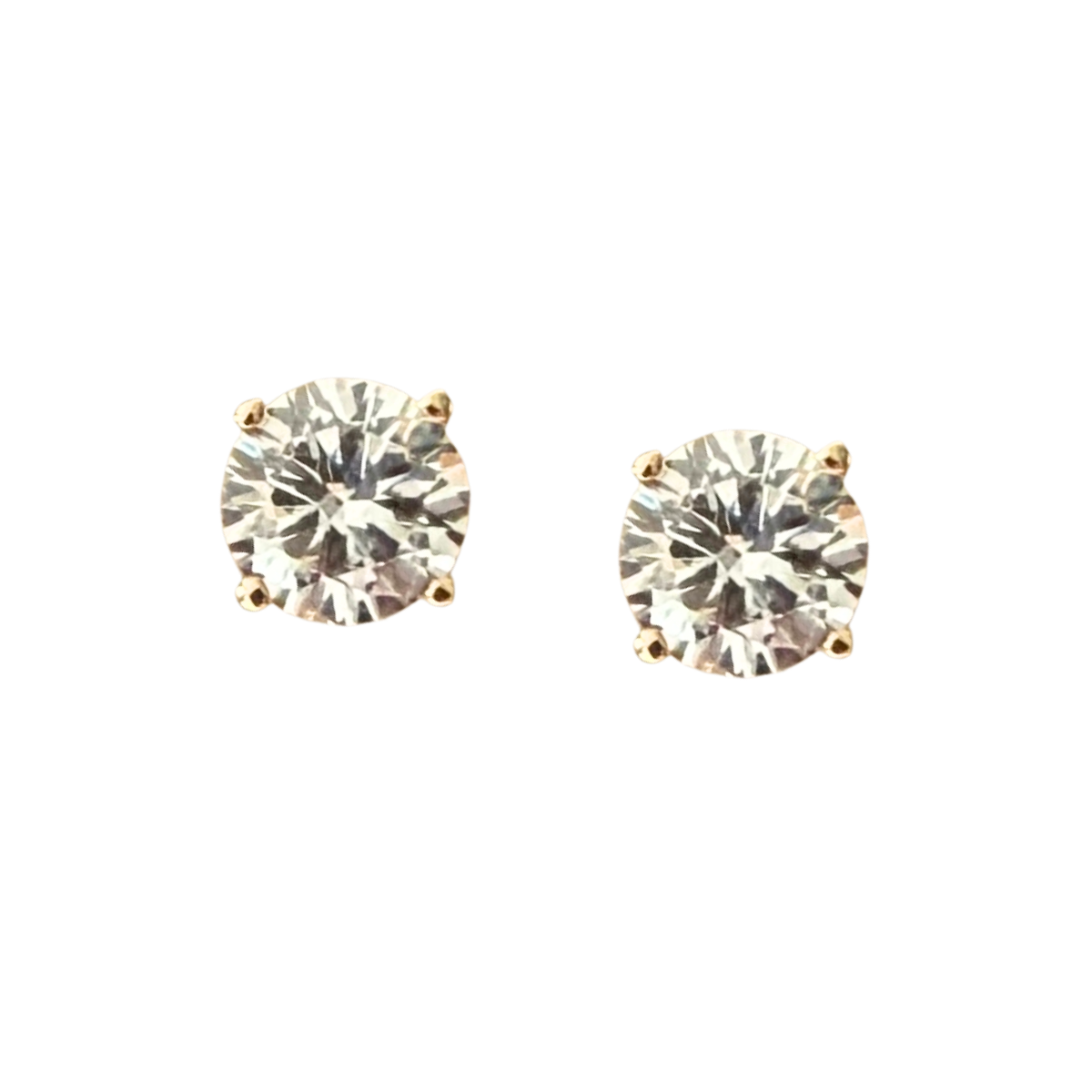 Aretes en amarillo 14K con studs de diamantes de laboratorio 1ctw