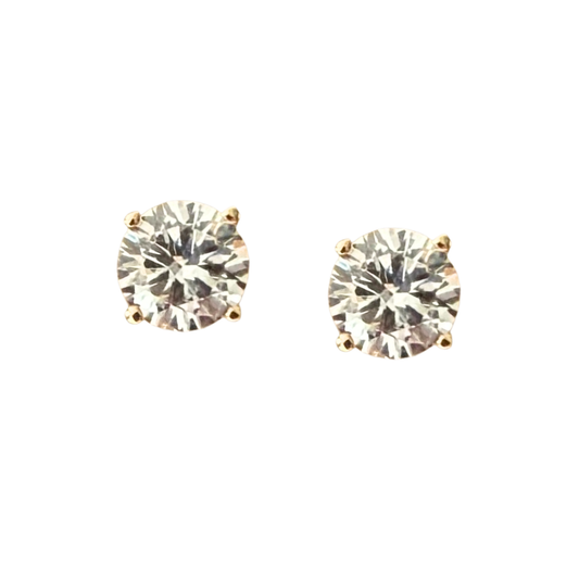 Aretes en amarillo 14K con studs de diamantes de laboratorio 1ctw