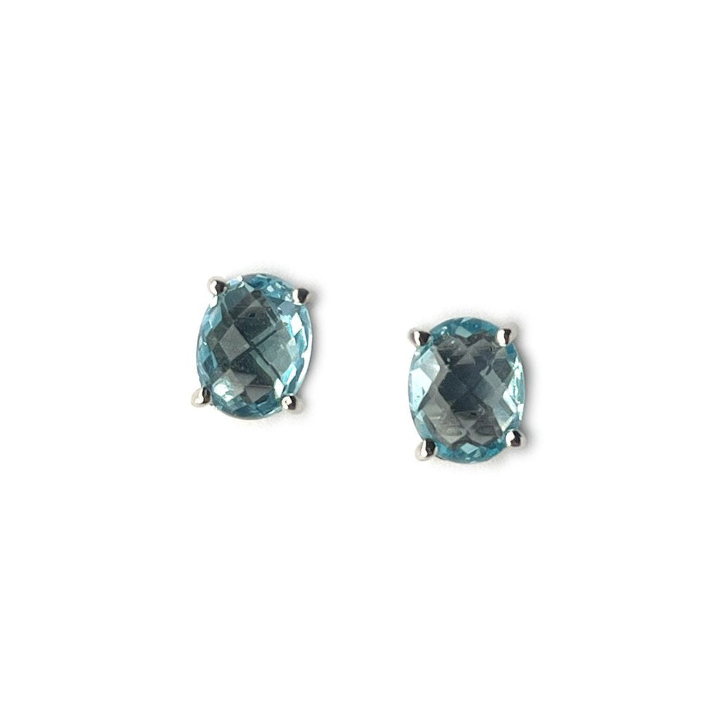 Aretes de plata con topacio azul ovalados 4.60ctw