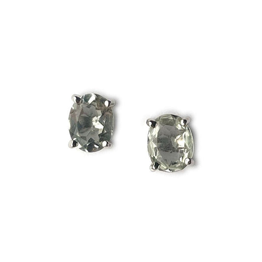 Aretes de plata con prasiolitas ovaladas 3.20ctw