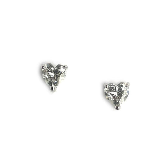 Aretes de plata con moissanitas en forma de corazón 1CT con tope a rosca