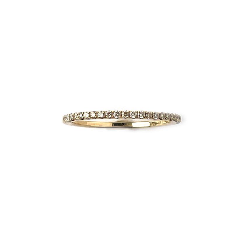 Anillo medio cintillo en oro amarillo 14k con diamantes pequeños 0.19ctw