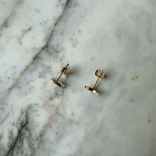 Aretes en oro amarillo 18K de lunita con diamantes 0.05ctw