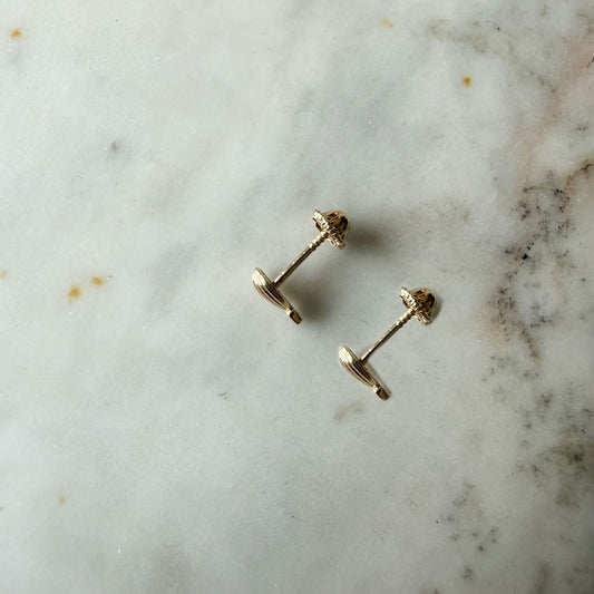 Aretes de globo con diamante en oro amarillo 14K con tope rosca