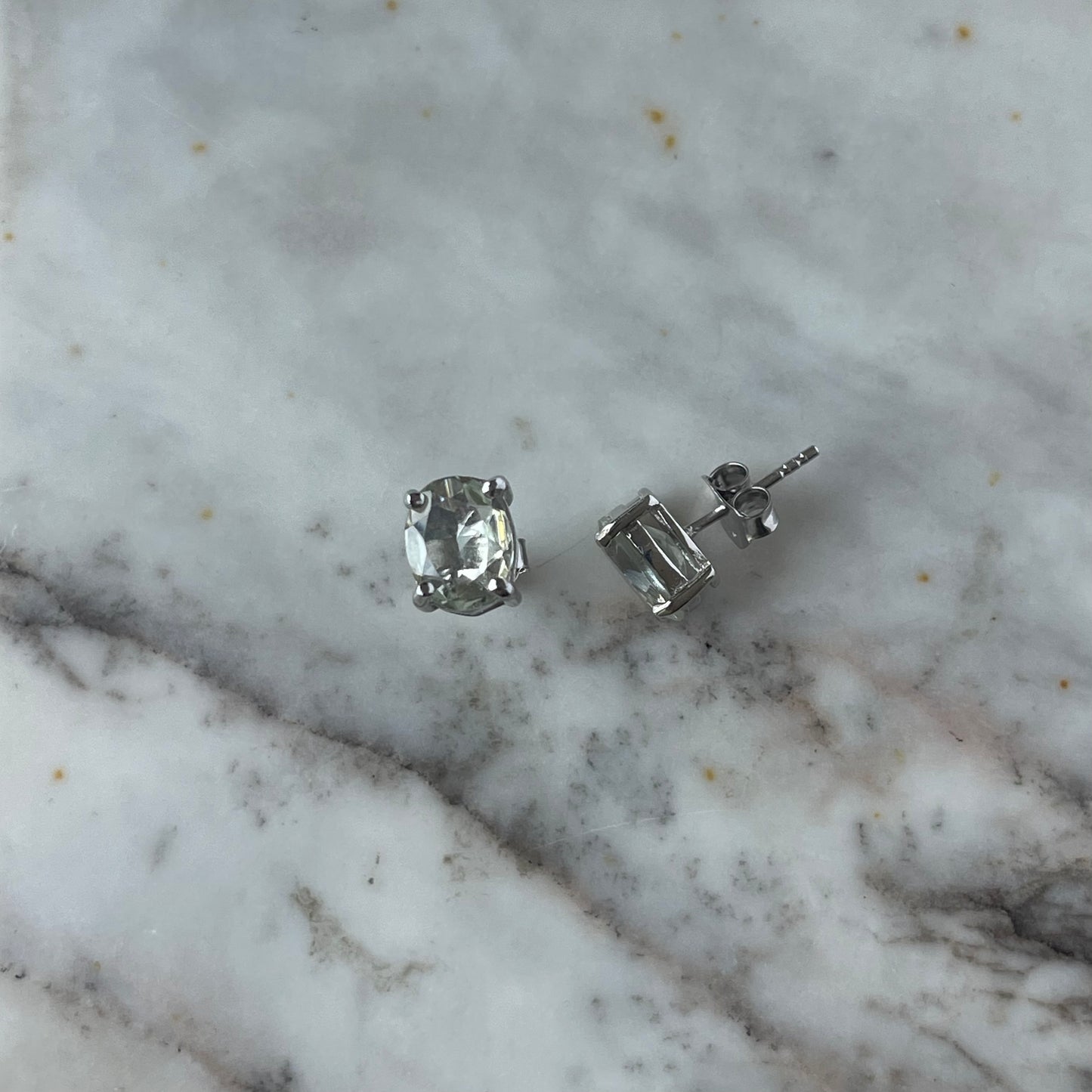 Aretes de plata con prasiolitas ovaladas 3.20ctw