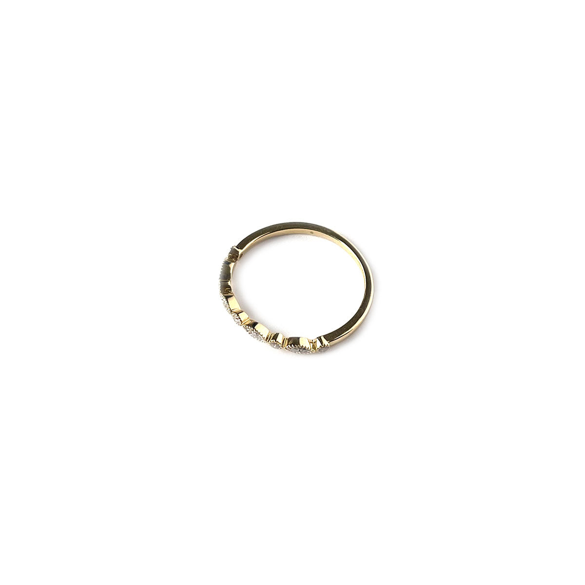 Anillo curva en oro amarillo 14K con diamantes 0.08ctw