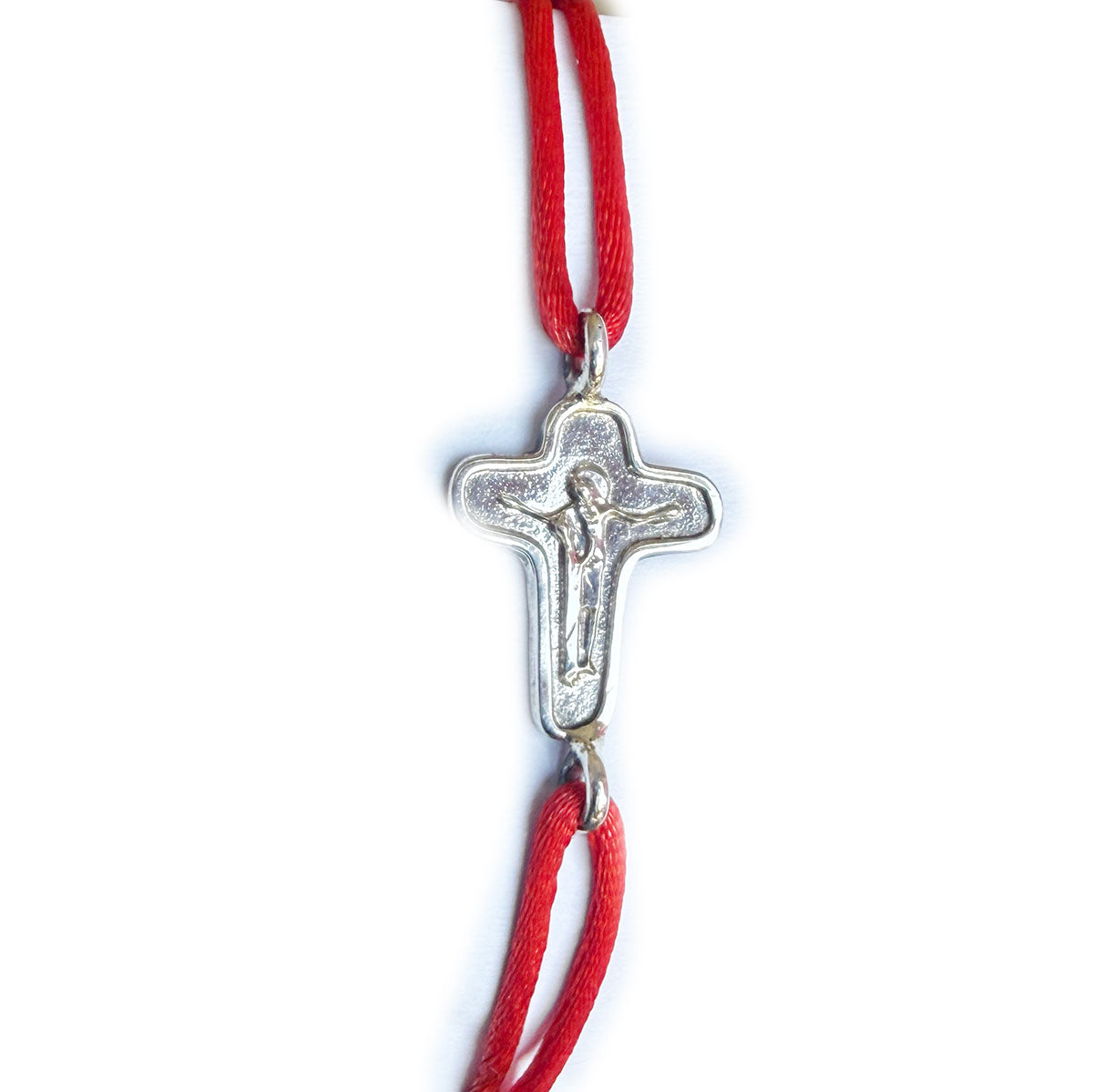 Pulsera cordón con cruz de la unidad en plata
