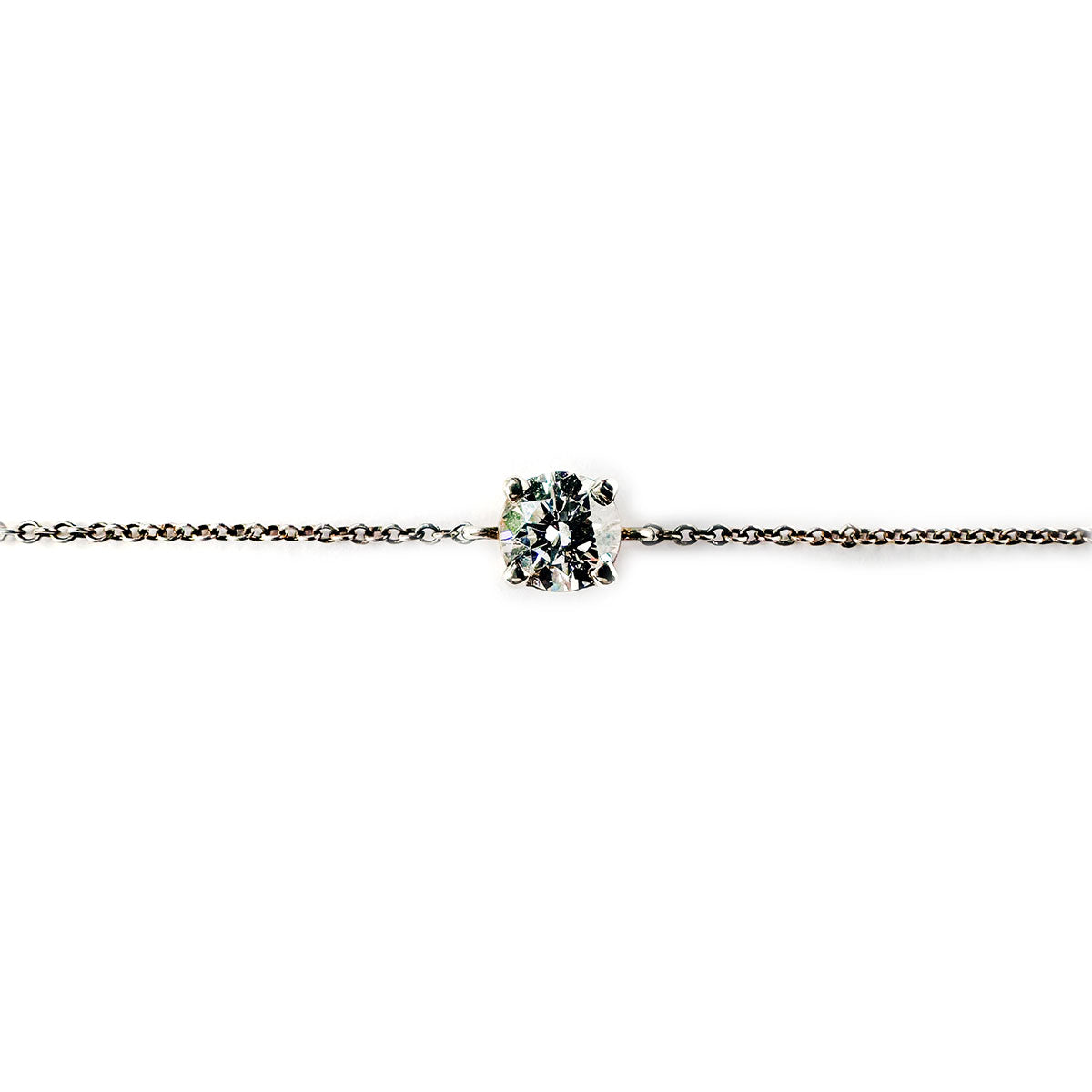 Pulsera de cadenita de plata con diamante central de laboratorio 0.50ct