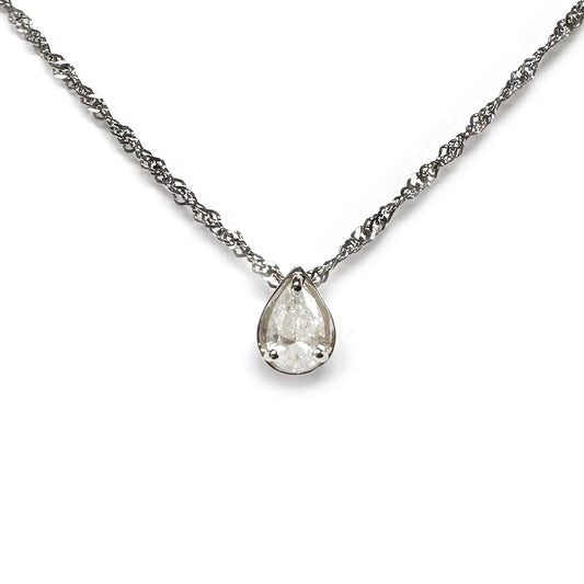 Collar en oro blanco 14K de diamante corte pera 0.25ctw