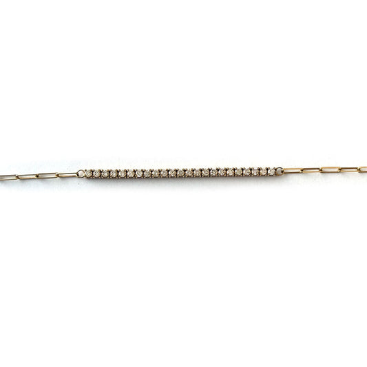 Pulsera de oro amarillo 14k paperclip con diamantes 0.75ctw