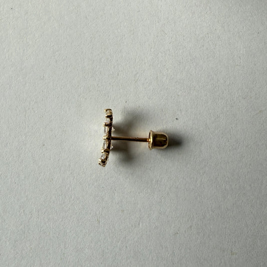 Arete cuatro circones redondos en oro amarillo 14k