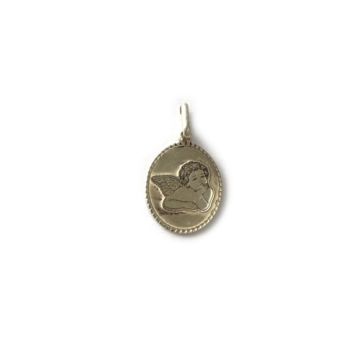 Medalla ovalada ángel de la guarda en plata