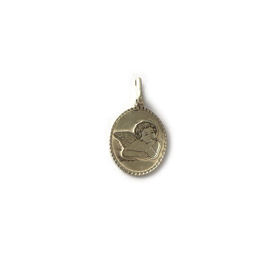 Medalla ovalada ángel de la guarda en plata