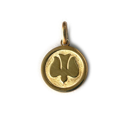 Medalla Espiritu Santo relieve grande en plata con baño de oro amarillo