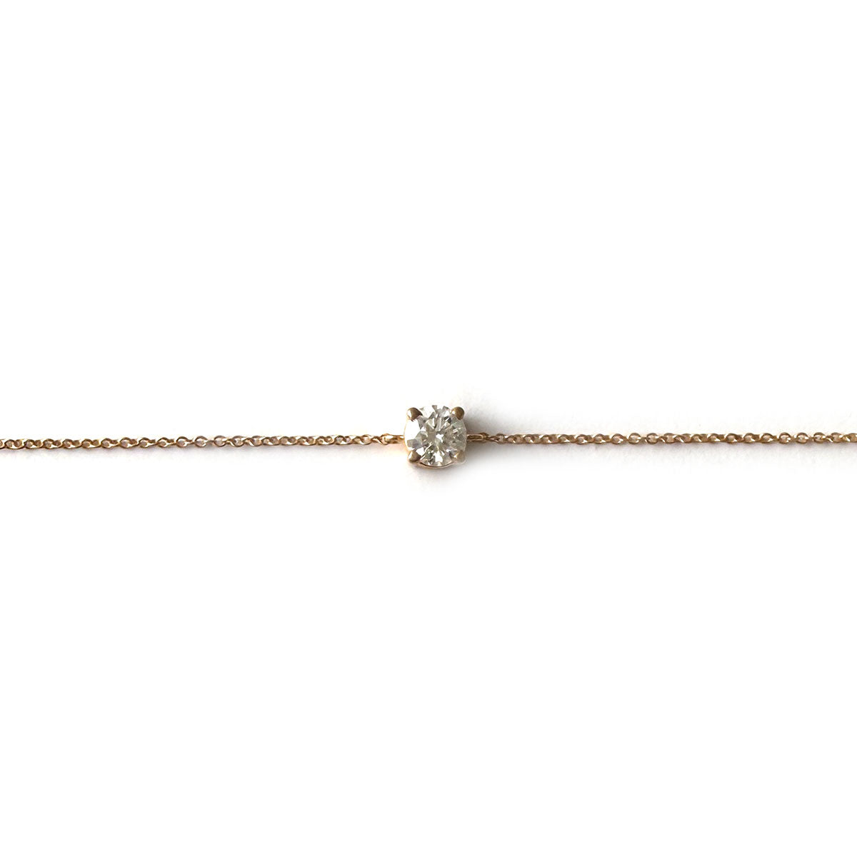 Pulsera de cadenita de plata con baño de oro amarillo y diamante central de laboratorio 0.50ct